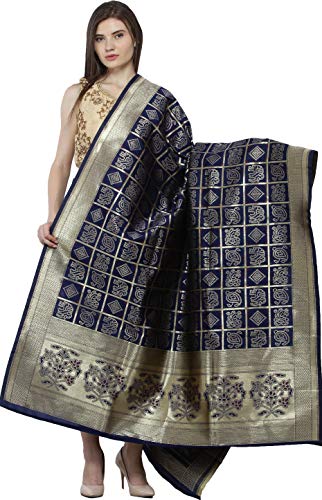 Bandhani Gharchola Dupatta with Zari Weave and Brocaded Border - Art Silk