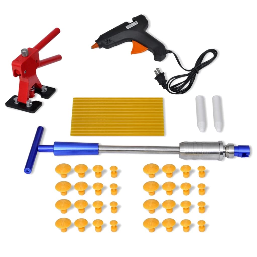 vidaXL Kit de réparation de bosses, outil de débosselage pour garage de voiture, outil de débosselage, marteau à colle, pistolet à colle pour débosselage de carrosserie automobile, outil de voiture