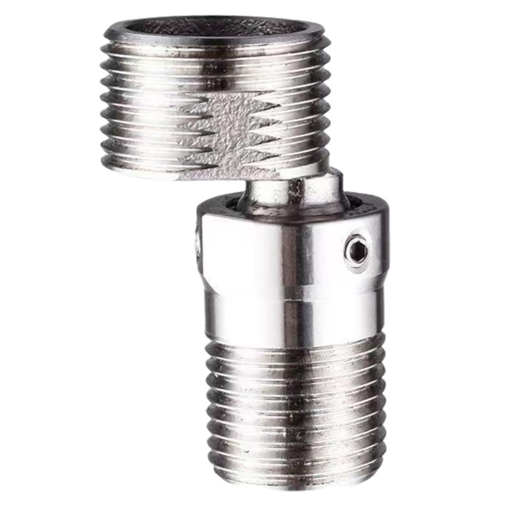 Adaptador de grifo de ducha giratorio de 360° con tornillo excéntrico de esquina montado en la pared, ángulo de ajuste curvado de acero, pie angulado