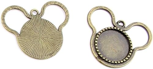 Bisutería bronce antiguo colgantes fl3080Mickey ajuste del espacios en blanco redondo cabujón marco Craft un montón reparación suministros
