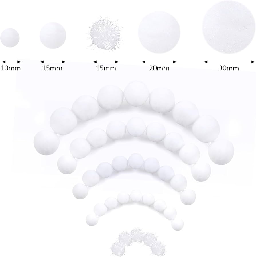Pompones Blancos Grandes Pompones Pelo Sintético - 30 Unidades, 5cm, Lazo Elástico (manualidades/decoración) Material Para Manualidades Navidad