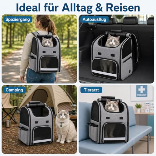 Sac à dos chat pliable résistant pour transporter un grand chat de 10kg - 5