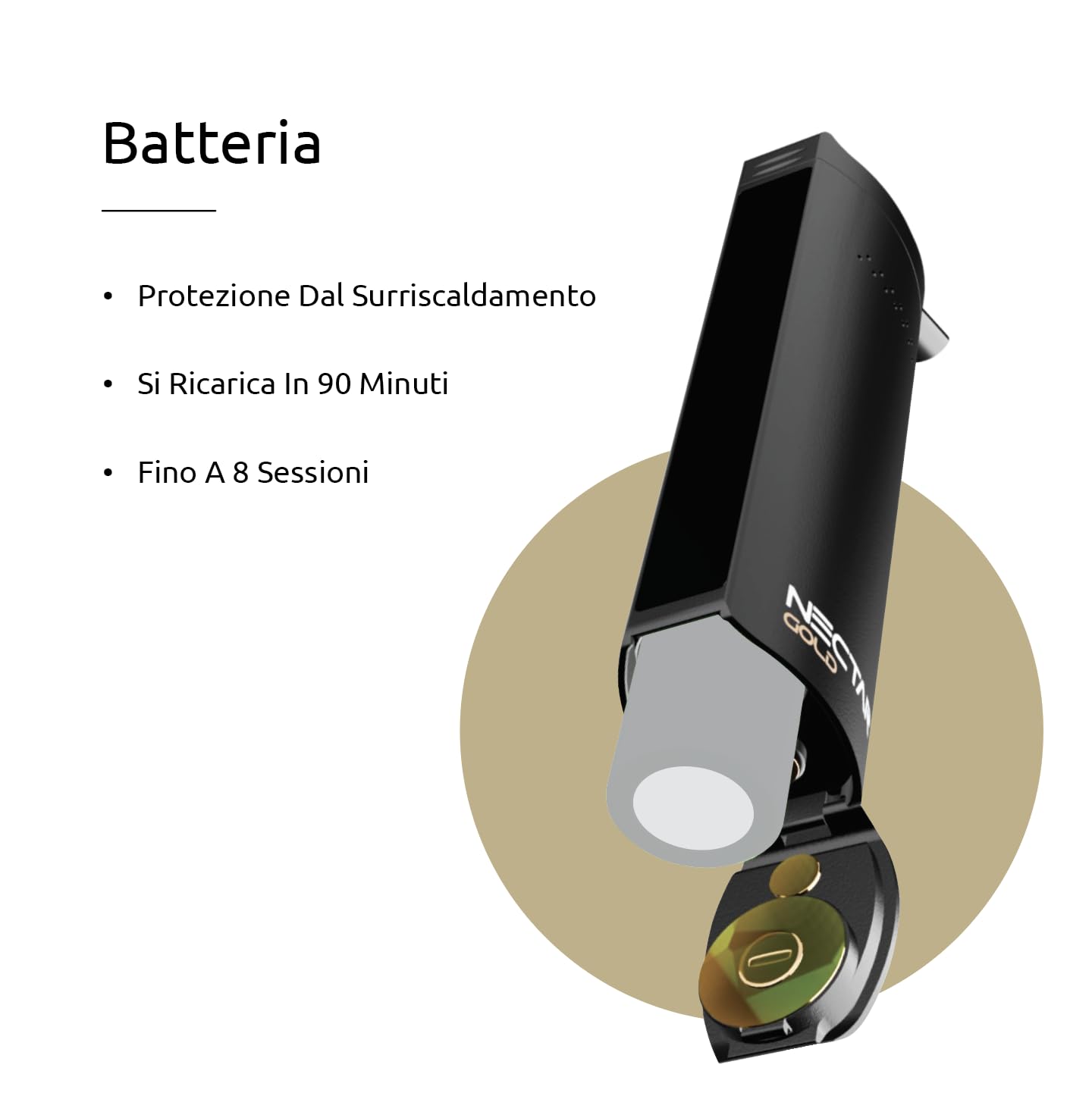 Vaporizzatore Erba ed Estratti Nectar Gold | 3 Anni di Garanzia | Batteria sostituibile per 8 sessioni, flusso d'aria isolato, precisione della temperatura, accessori inclusi