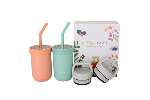 Miniatura 4 de Vasos para batidos para niños pequeños con pajitas  Juego de 2 vasos para sorber con pajita de acero inoxidable  Vaso con pajita para niños pequeños