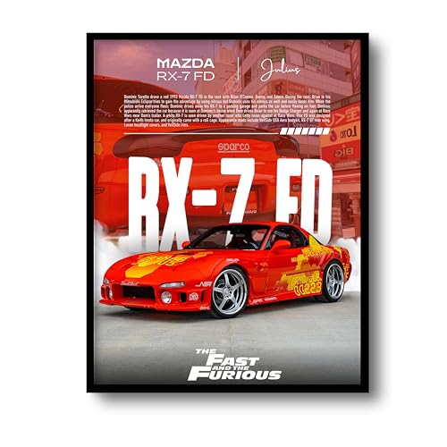 Image of Posternet MAZDA RX-7 FD Wall Poster Frames | 12x18 inch | Fast and Furious Themed JDM Cars | Hanging Wall Artwork Frames for Living Room, Bedroom, Office and Etc