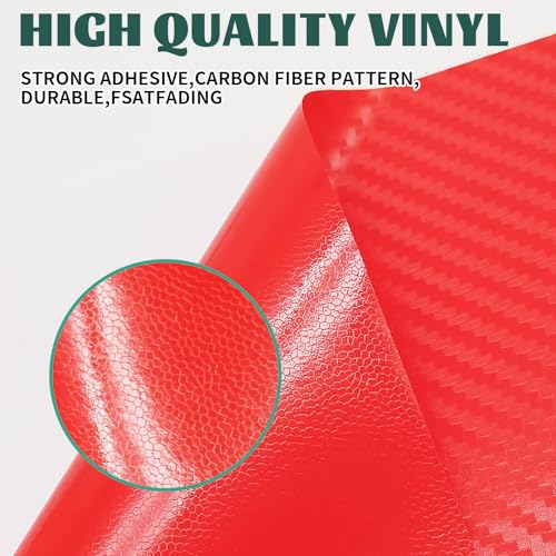 Image of Compatible with 11.8 inch x 4 inch Carbon Fiber Chevy Bowtie Emblem Wrap Kit Logo Overlay Vinyl Wrap with Spatula and Cutter 3Pcs Red