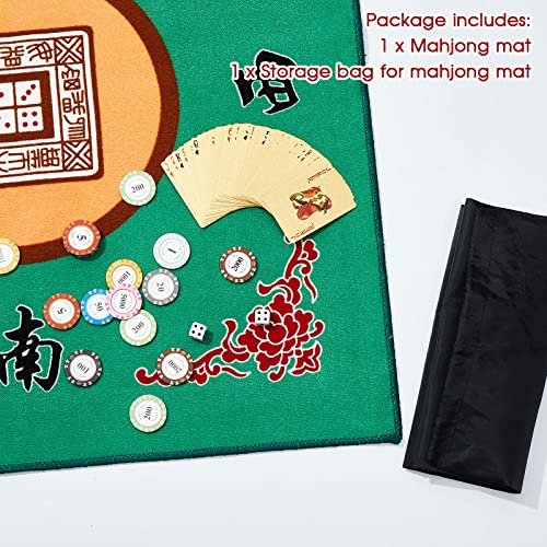 Juexica Mahjong Mat con bolsa, tapete antideslizante para mesa miniatura 3