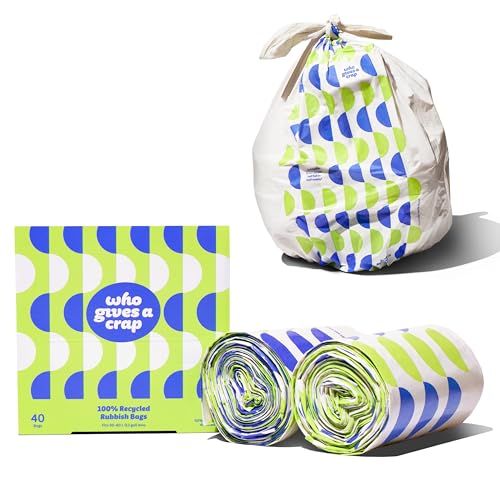 Who Gives a Crap 100% Recycled Tall Kitchen Trash Bags 40 Count 13 Gallon Sustainable Garbage Bags for Kitchen or Large Trash Cans Designed to Help Resist Leaks and Tears Durable Tie Handles