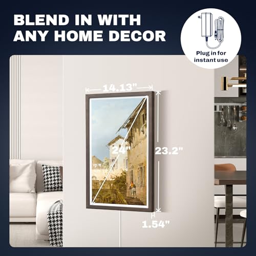 Image of Large Digital Picture Frame 24 inch, 1920x1080 FHD IPS WiFi Digital Photo Frame with Remote, 64GB Storage, Auto-Rotate, Instantly Share Photo /Video via Apps /Email, USB /Mirco SD, Dark Wood