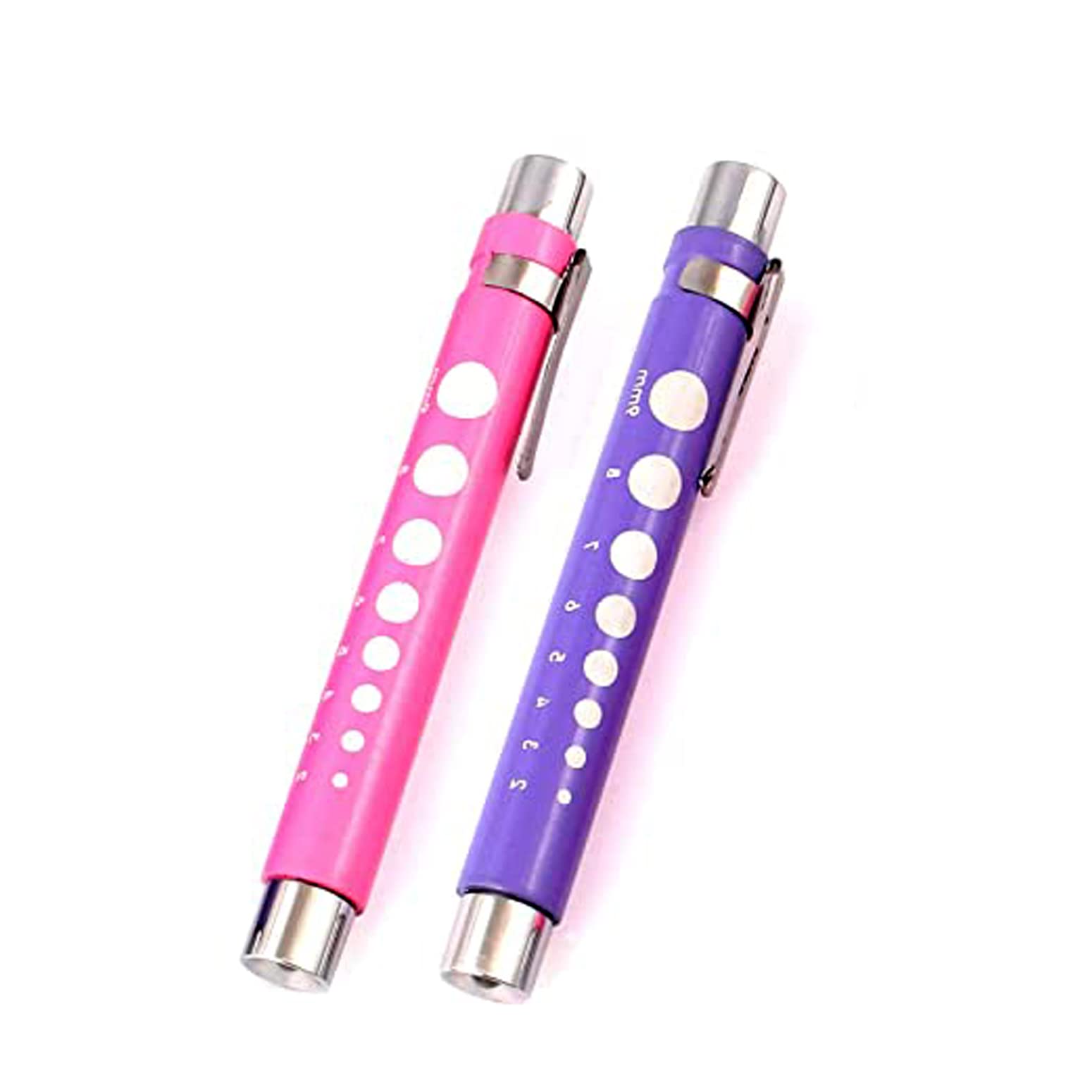 LAJA Imports (2 Pcs) Reusable Led Penlight with Pupil Gauge for Nurses Doctors with Pocket Clip