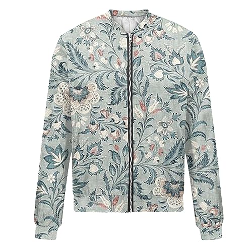 Women's Plaid Zip Up Long Sleeve Bomber Jacket Lightweight Outerwear with Pockets Short Winter Windbreaker Coat3