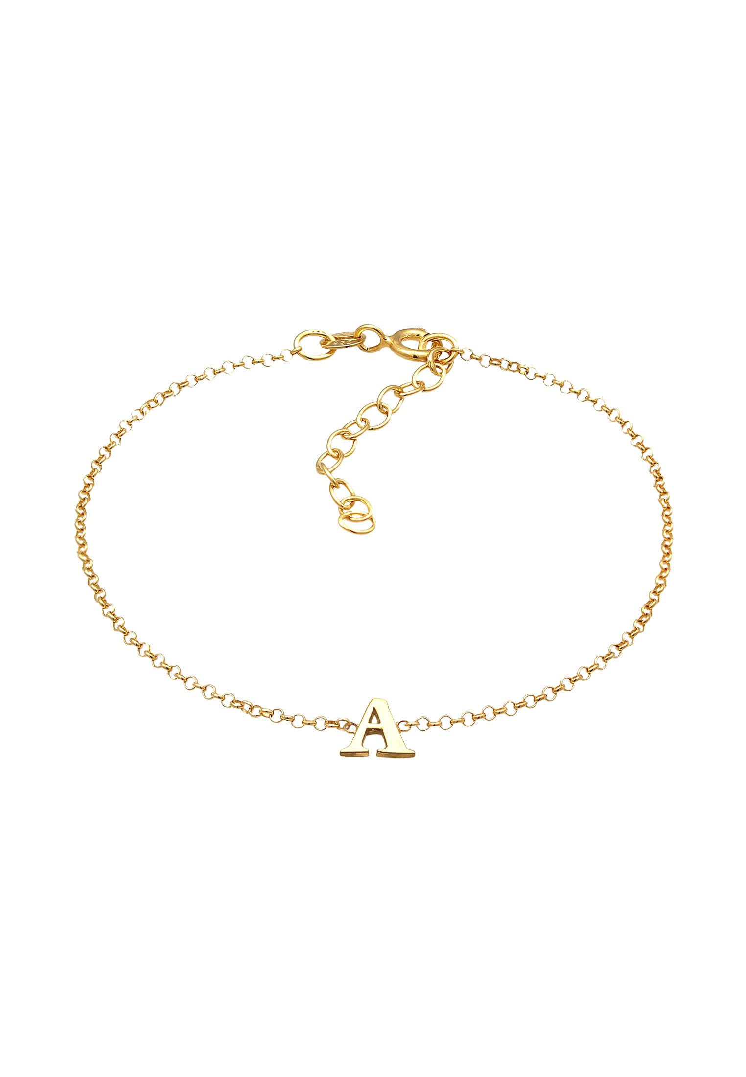 Elli Bracelet Ladies Pendant Letter A Basic In 925 Sterling Silver Gold Plated