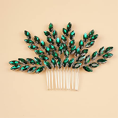 Peine para cabello con cristales verde vintage miniatura 3