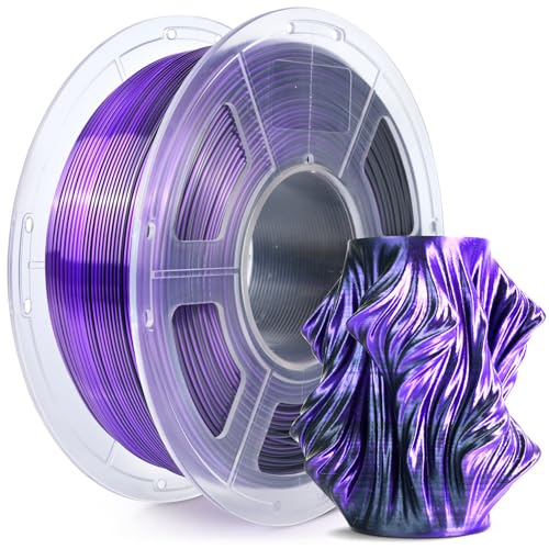 Image of SUNLU Silk Dual Color Pla Filament, Silk PLA 3D Printer Filament 1.75mm, Shiny Silk Texture, Dimensional Accuracy + /- 0.02mm, 1KG Spool (2.2 lbs), PLA Silk Dual Color (Black Purple)