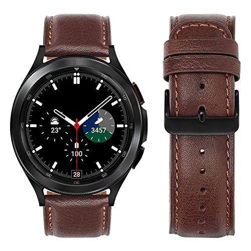 Tasikar Leather Bands Compatible with Samsung Galaxy Watch 7/6/5/4 Band/Watch 6 Classic 43mm 47mm/Watch 5 Pro Band, Genuine Leather Strap for Galaxy Watch 4 Classic/Watch 3, Dark Brown Tasikar Leather Bands Compatible with Samsung Galaxy Watch 7/6/5/4 Band/Watch 6 Classic 43mm 47mm/Watch 5 Pro Band, Genuine Leather Strap for Galaxy Watch 4 Classic/Watch 3, Dark Brown
