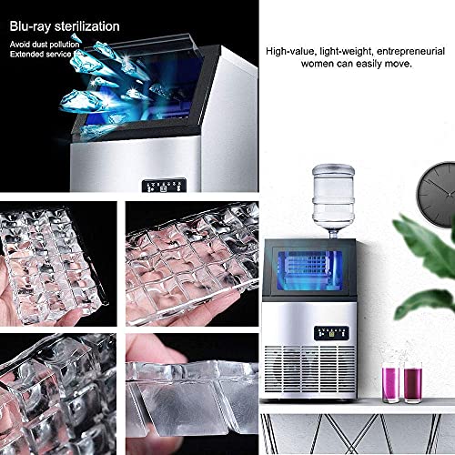 SHKUU Ice Cube Maker Edelstahl Commercial Ice Maker, 55 kg EIS pro 24 Stunden, LED-Anzeige, Blu-Ray-Sterilisation, 32… – Bild 4