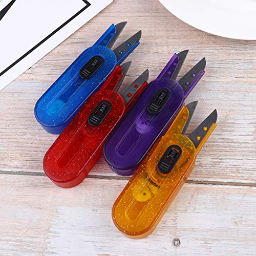 HEALLILY 4 Pcs Mini Caixa de Armazenamento Tesoura DobrÃ¡vel V-Tipo PortÃ¡til Cortador de Papel Cisa