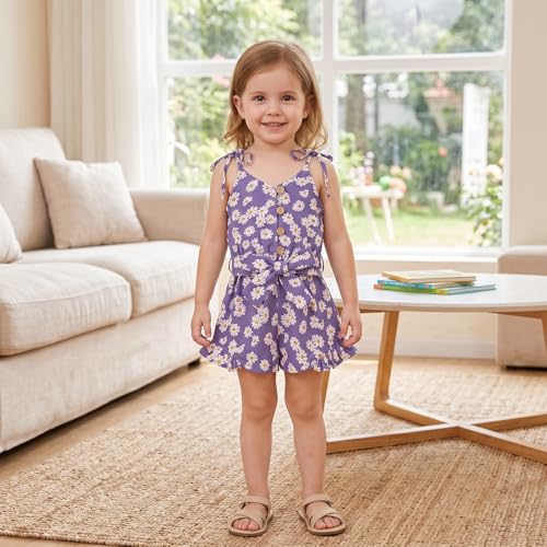 Image of Toddler Girl Clothes Baby Summer Cute Halter Romper 6 Months to 5 Years Old