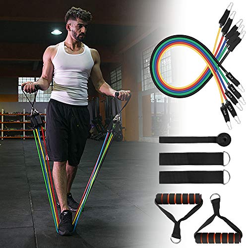 Andoer Conjunto de 11 peças de bandas de resistência de treino com 5 bandas de tubo de exercício Ban