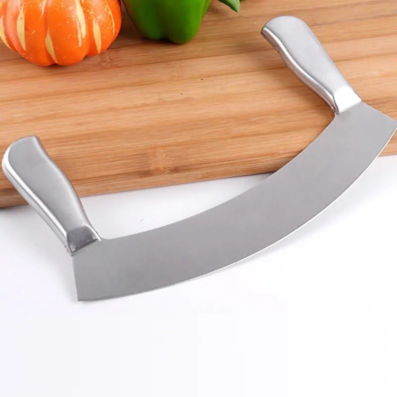 SENTAVIL Pizza Cutter Stainless Steel Double-Sided Handle Grip Cutter Slicing Tool for Pizza, Garlic Bread, Sandwich (1 Pc) 3