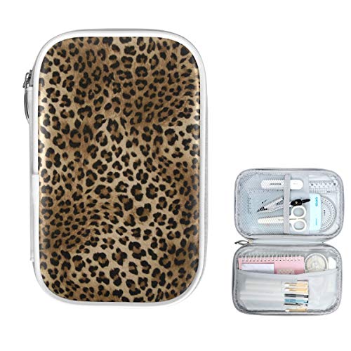 Image of Leopard Print Pencil Bag Case Zipper Pencil Holder Organizer Stationary Pen Bag Cosmetic Makeup Bag Pouch Purse for School Office Supplies
