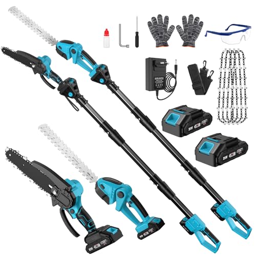Taille Haie et Tronçonneuse Télescopique Électrique, 4 en 1 Taille Haie Batterie 6