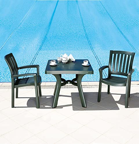 Compamia Viva 31" Resin Square Patio Dining Table In Green, Commercial Grade #TOP4