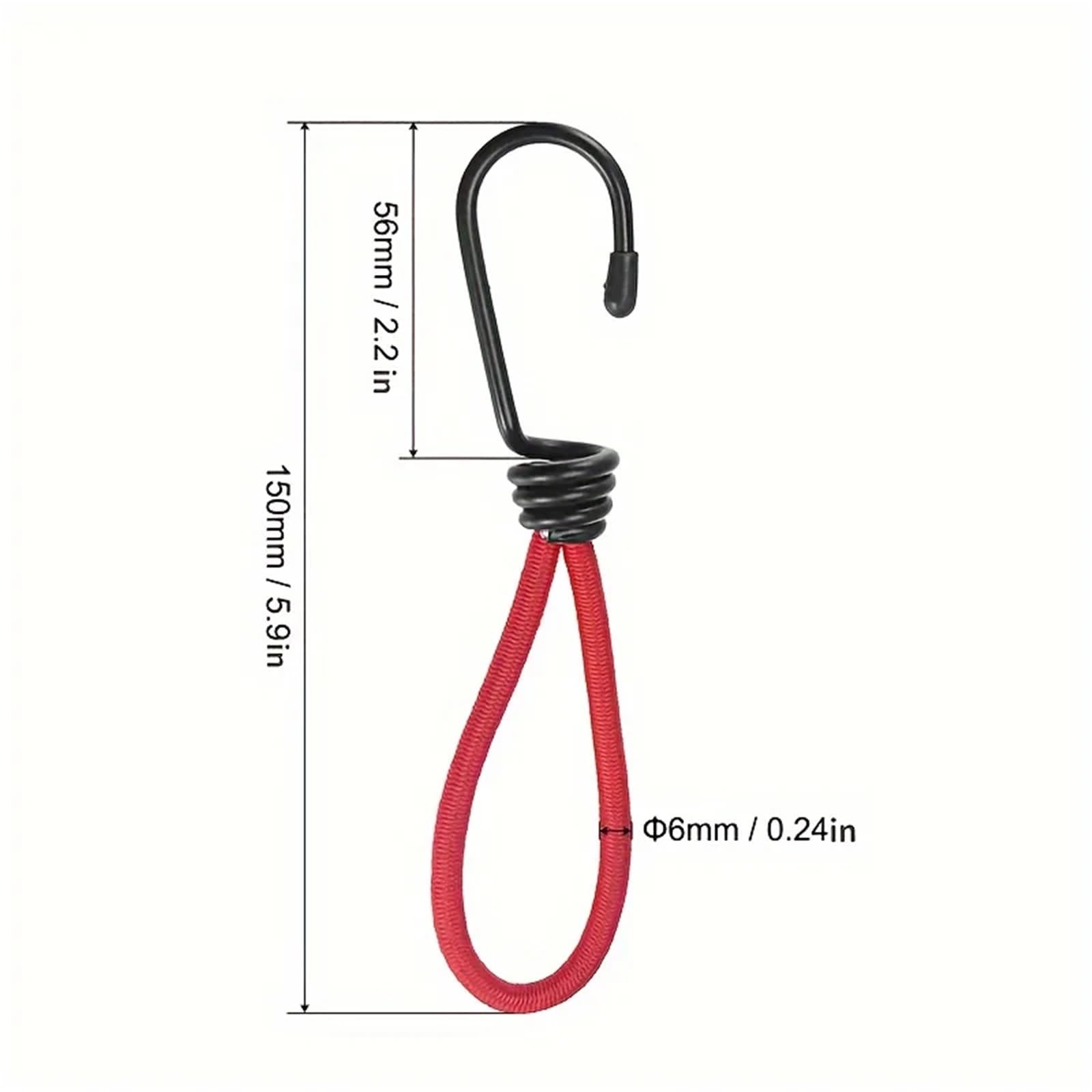Cordons éLastiques avec Crochets Lot de 5 Cordes élastiques for Tente, avec Crochets, idéales for Fixer des tentes, des auvents et des Bateaux pour Camping, BâChes