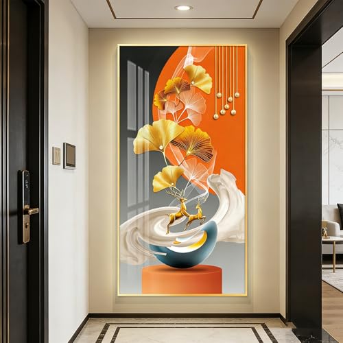 Toile lumineuse LED grand format cadre noir tableau retroeclaire salon