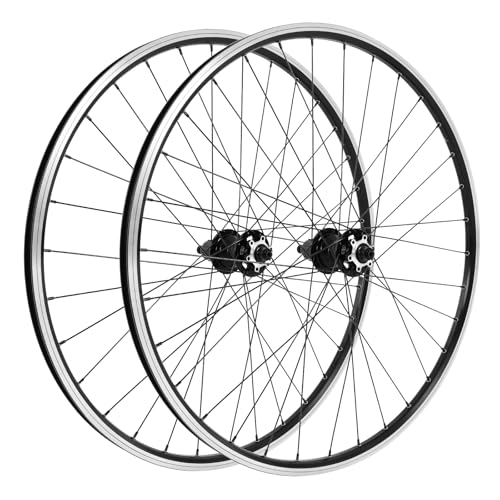 Mountain Bike Wheelset, 29In MTB Wheelset Aluminum Alloy Bike Rim w/Double Six-Hole Disc Brake, Quick Release Front Rear Wheels Bike Wheels Fit 7-12 Speed Cassette Bicycle Wheelset (Black, 29In)