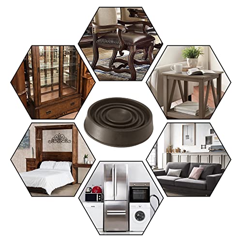 Yuanyoutong Rubber Furniture Caster Cups, 4 Pcs Anti Slip Furniture Pads, Non Skid Furniture Grippers, Chair Leg Floor Protectors, Bed Stoppers, Round Feet Pads For Wheels Of Sofa (Brown) #TOP5