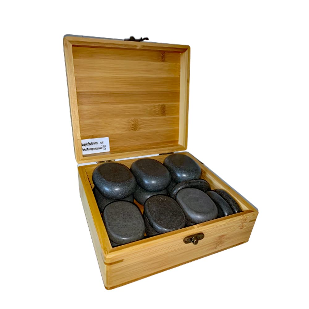 Hot Stone Set Pequeño calentador de 5,5 litros y 18 piedras calientes - Calentador profesional de piedras calientes de acero inoxidable para tratamiento térmico - Pantalla digital y apagado automático