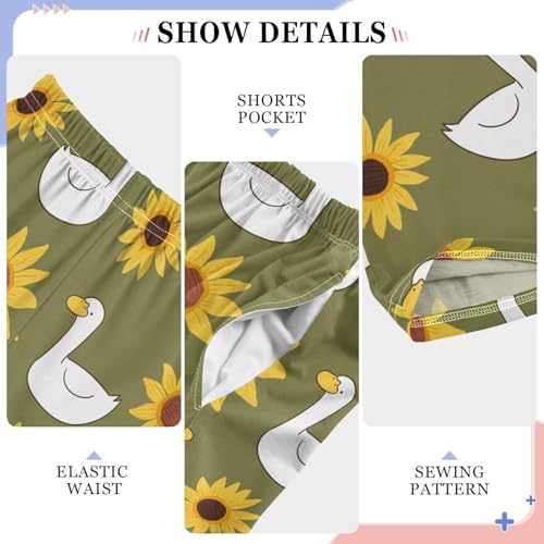 Duck and Sunflower Boys Pants for Kids Jogger Pants with Pockets S-XL4