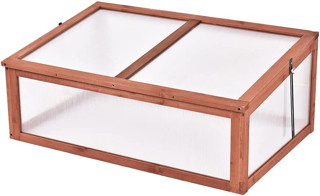 S AFSTAR Portable Wooden Cold Frame Mini Greenhouse Raised Flowers Planter Protection Bed for Home Decor Indoor Outdoor Patio Balcony Garden Backyard Farmhouse