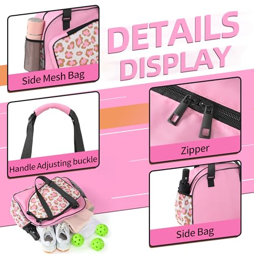 Image of Boulder Bee Pickleball Bags, Premium Pickleball Tote Bag for Girls, Women's Hand /Shoulder Gym Bag w Water Bottle Holder, with Pickleball Racquet /Paddle Holder