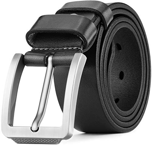 Tolumo Men s Belt Pin Buckle Full Grain Leather Belts Great for Casual Jeans Work Wear 658 Black 105cm