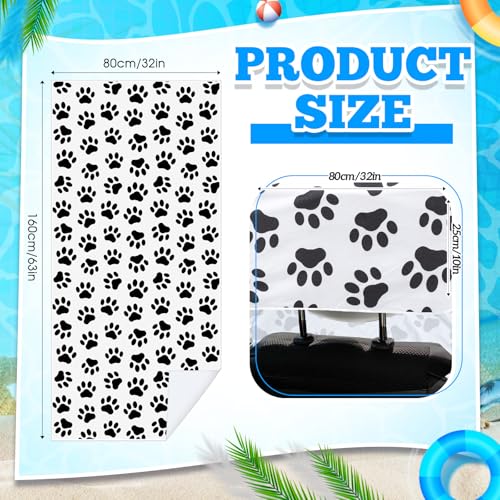 Image of Hahafelt 2 Pack Car Seat Towel Cover with Storage Bag, Dog Footprints | 63 x 32 in Car Towel Seat Cover Non Slip Waterproof, Gym Workout Swimming Running, Machine Washable Sweat Absorbent Protector