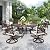 PHI VILLA Cast Aluminum Patio Dining Set for 6 Person, 7 Piece Outdoor Patio Set with 54" Dia Cast-Top Aluminum Table(2.1" Umbrella Hole) and 6 Swivel Rockers Dining Chairs with Seat Cushions
