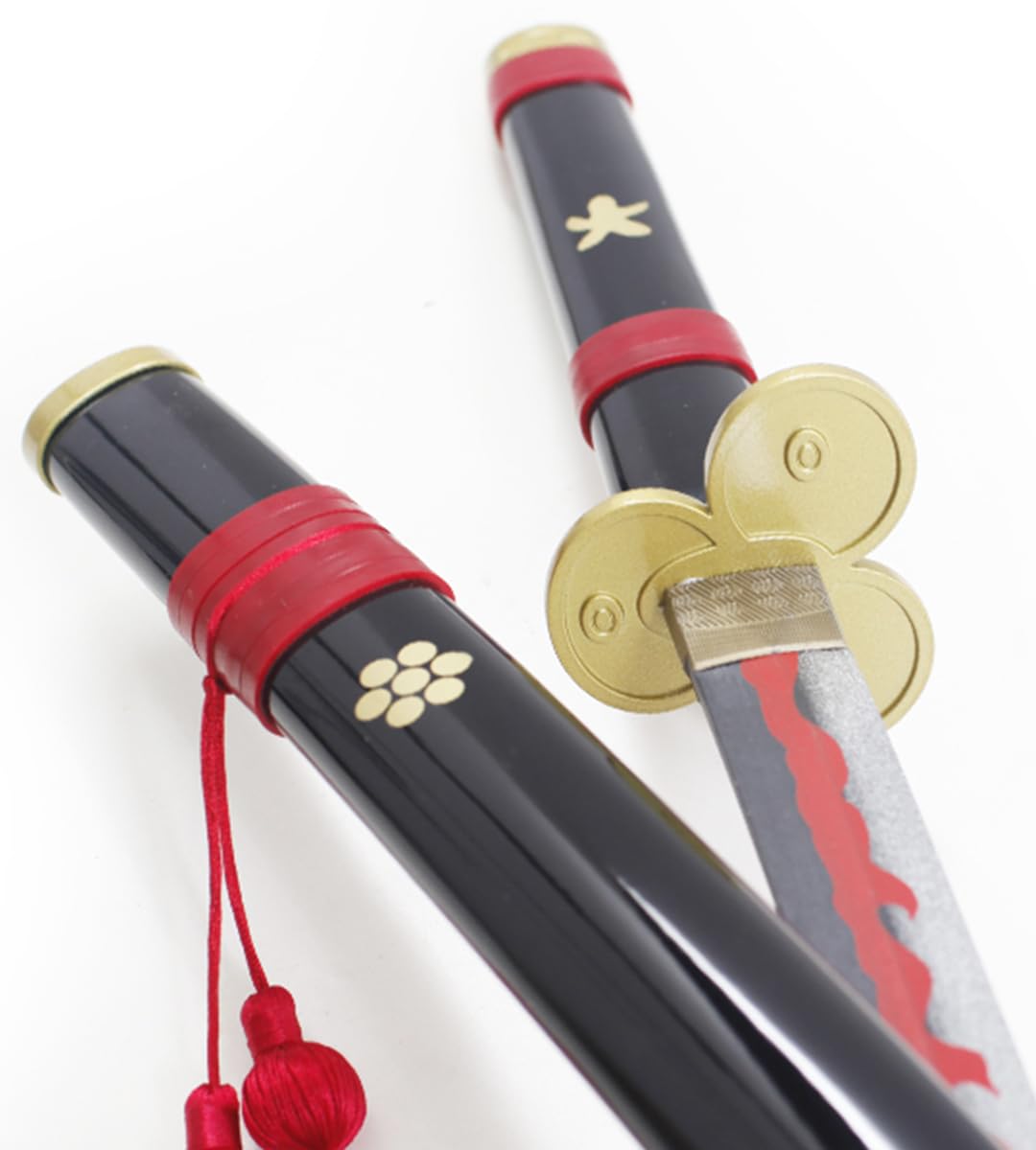 One Piece Katana Enma en Bois - Sabre Zoro Black Edition - Meito Katana avec Support et Ceinturon Noir Porte-Épée