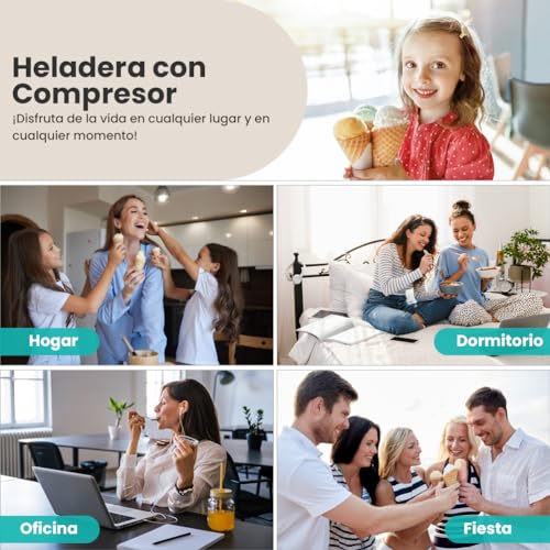 Miniatura 9 de Máquina Para Hacer Helados Con Compresor 1,2l Heladera Eléctrica, Heladera Profesional, 110w, Pantalla Táctil, Cubo De Aluminio Extraíble, Receta Cuchara, No Requiere Precongelación