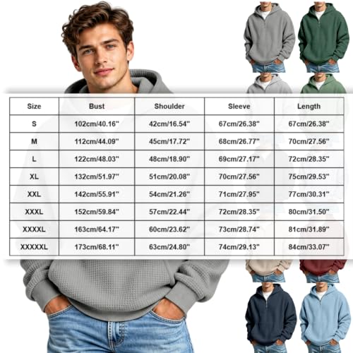 Mens Quarter Zip,Waffle Knit Long Sleeve Men Comfort Quarter Zip V Neck Sweatshirt 2026 Trendy Casual Loose Fit Golf Henley Hoodies,Grey,L - image 4