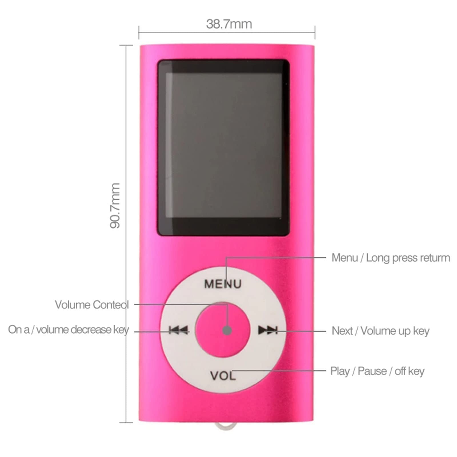Odtwarzacz MP3 MP4, karta Micro SD TF Smukły klasyczny cyfrowy ekran LCD 1,8 '' Mini port USB z radiem FM, nagrywaniem głosu,Orange,32GB