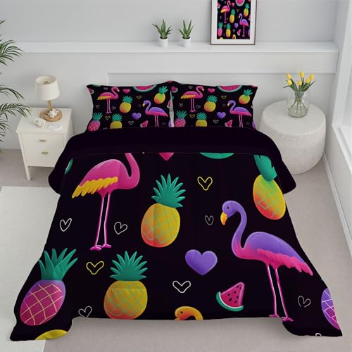 DLERFLOVR Queen Size Comforter Set Neon Pink - Summer Theme