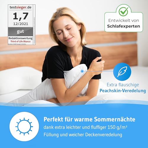 Sommerdecke 155x220 BLANCO, Extra luftige Bettdecke mit Hygieneausrüstung – Ansicht 2