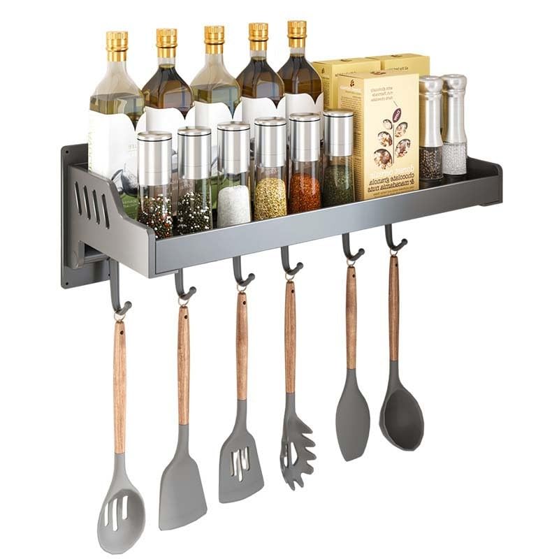 GAOCUNBING Spice Rack, Spice Rack Wall Mounted with Hook, Spice Organizer Spice Rack Hanging Spice Rack, Metal Spice Racks, Seasoning Rack for Kitchen 35cm,50cm