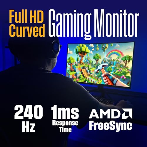 Image of Westinghouse 32 Inch Curved Gaming Monitor, 240Hz, 1ms, FHD 1080P, 1500R, 3000:1 Contrast Ratio, 118% sRGB, AMD FreeSync, Eyecare, for PC Games with Built-in Speakers, DisplayPort, HDMI-Black