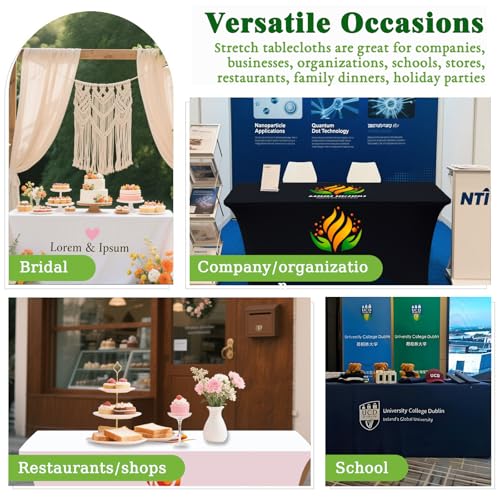 Customized Table Cloth with Logo Personalized Table Cloth for Tradeshow Events Company School Shop Charity Associations (Rectangular Spandex 8FT)