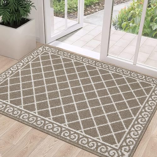 HEBE Indoor Door Mat 32x48 Non Slip Washable Welcome Mats for Front Door Entrance Low Profile Dirt Trapper Doormat Entry Carpet for Entryway Kitchen Bathroom