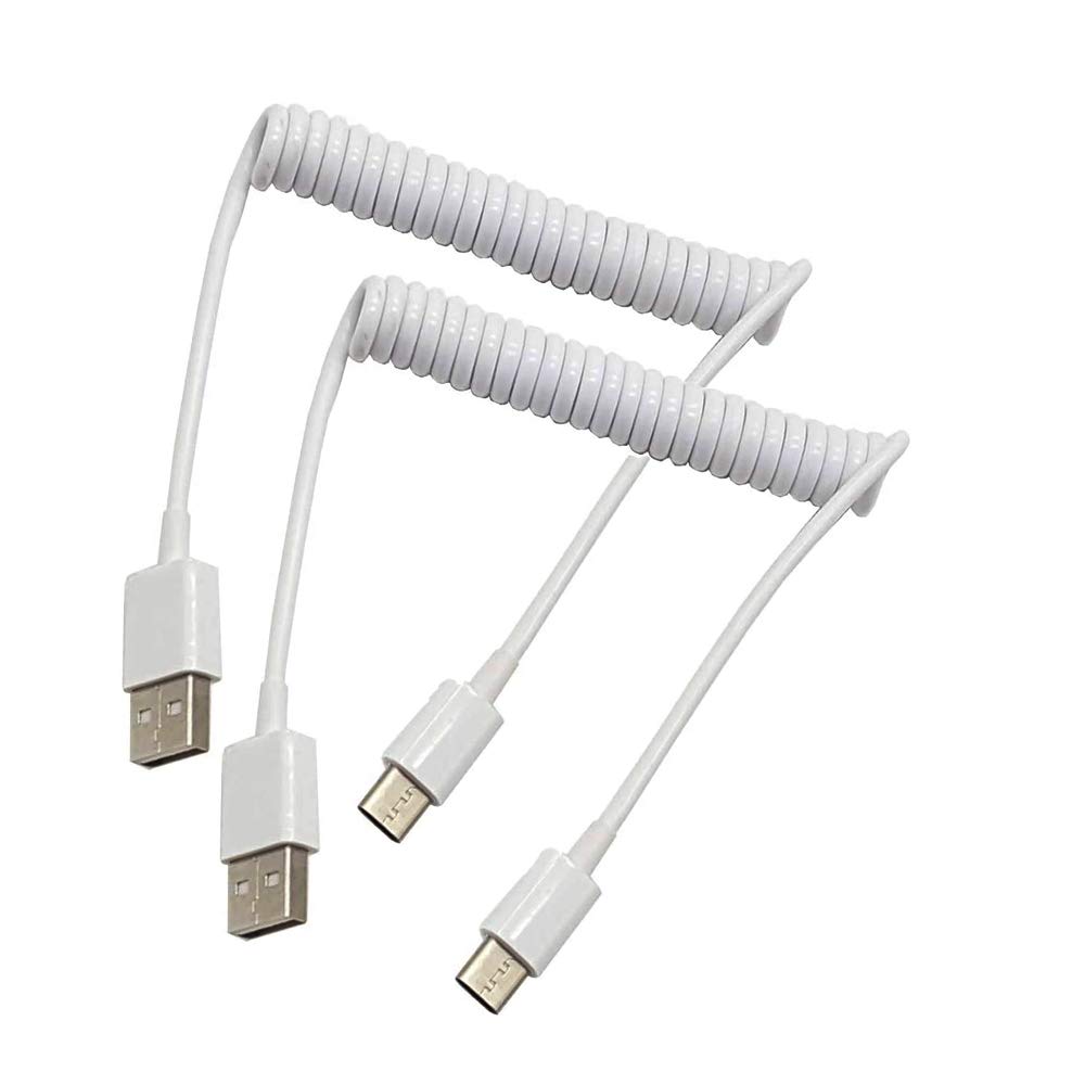Coiled USB-C To USB A Charging Cable – 6ft Retractable Nylon Braided Cord For Samsung/Google/MacBook