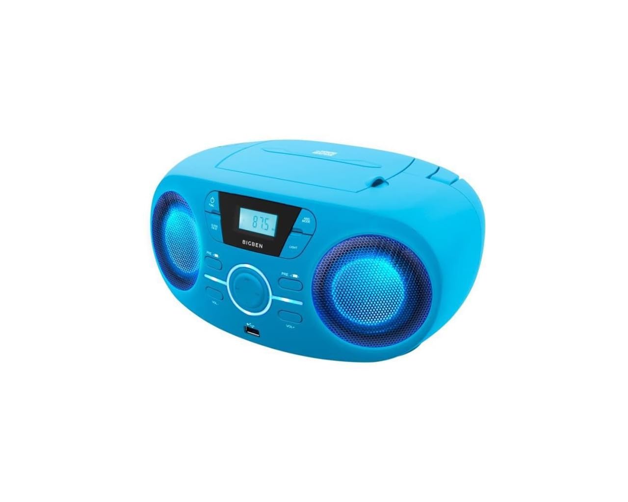 Lecteur CD (Cd61blusb) MP3 USB Radio Portable (Bleu avec Effets Lumière)